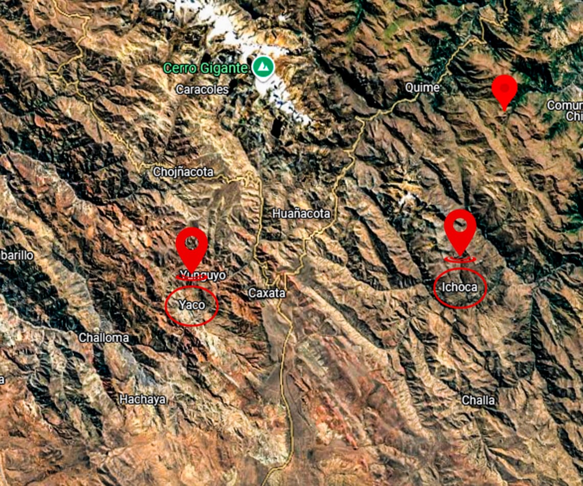 a map of mountains with red points
